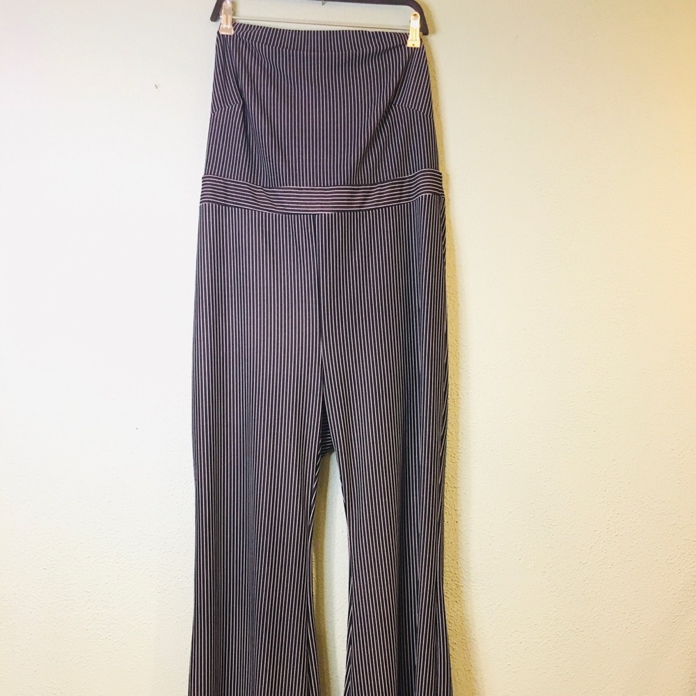 Strapless Striped Wide Leg Jumpsuit